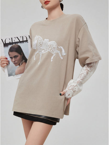Horse Motif Lace Sleeves FER0034