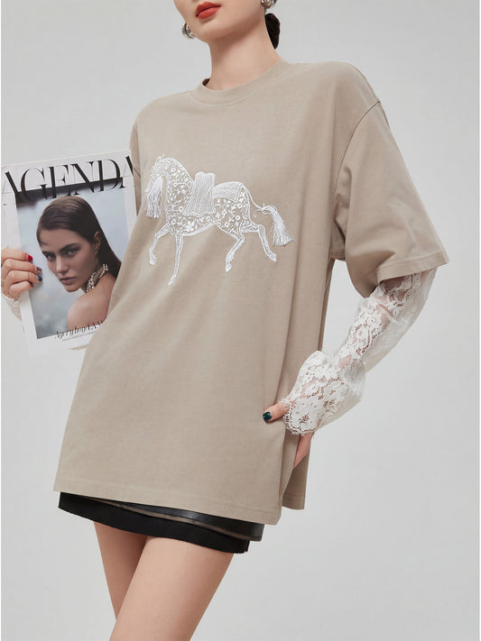 Horse Motif Lace Sleeves FER0034