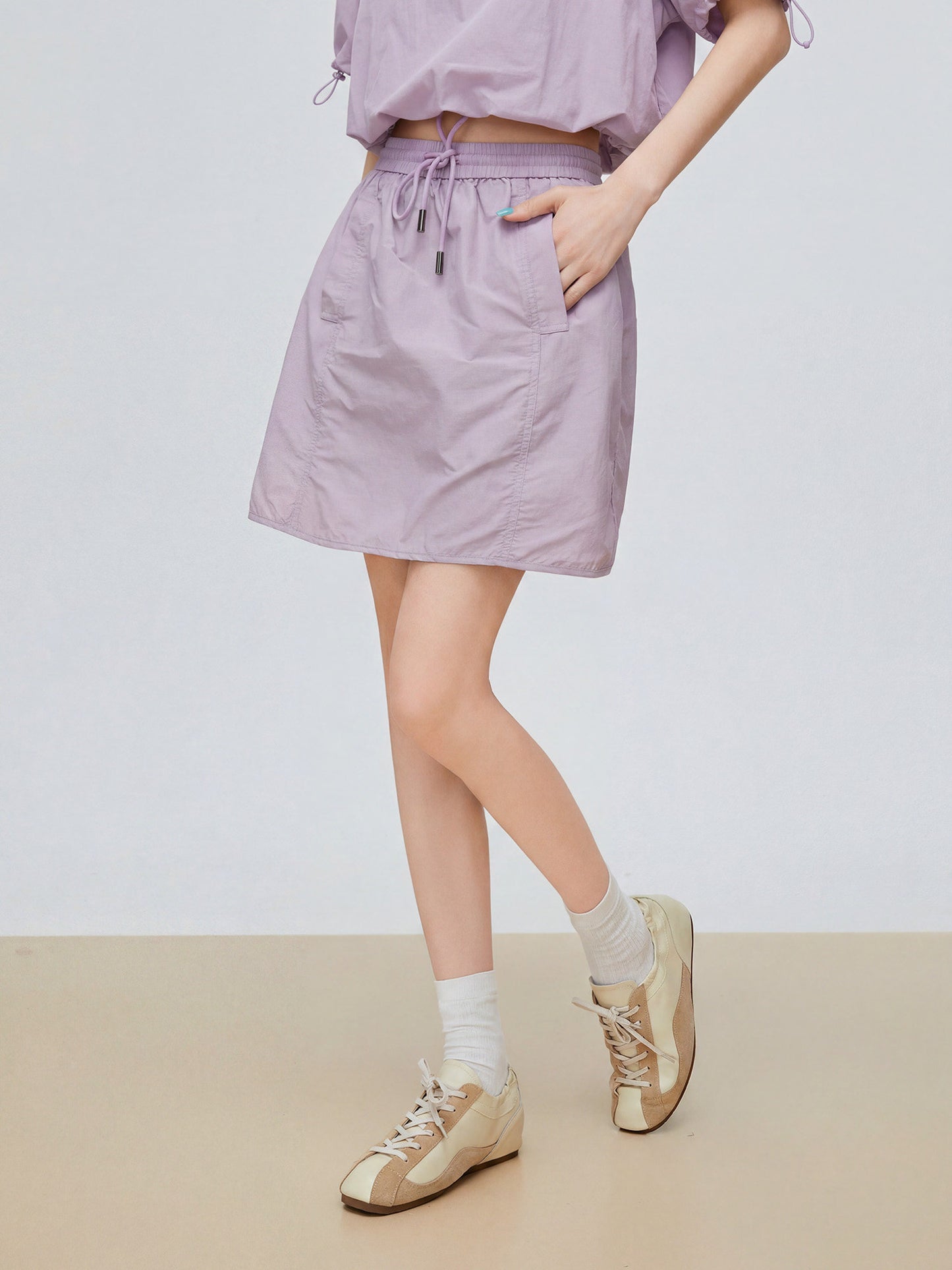 Nylon Hooded Tops / Mini Skirt FER0330