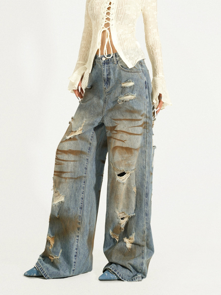 Vintage Hard Damaged Denim Pants NIM0023