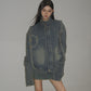 Stand Collar Vintage Denim Jacket CCS0035