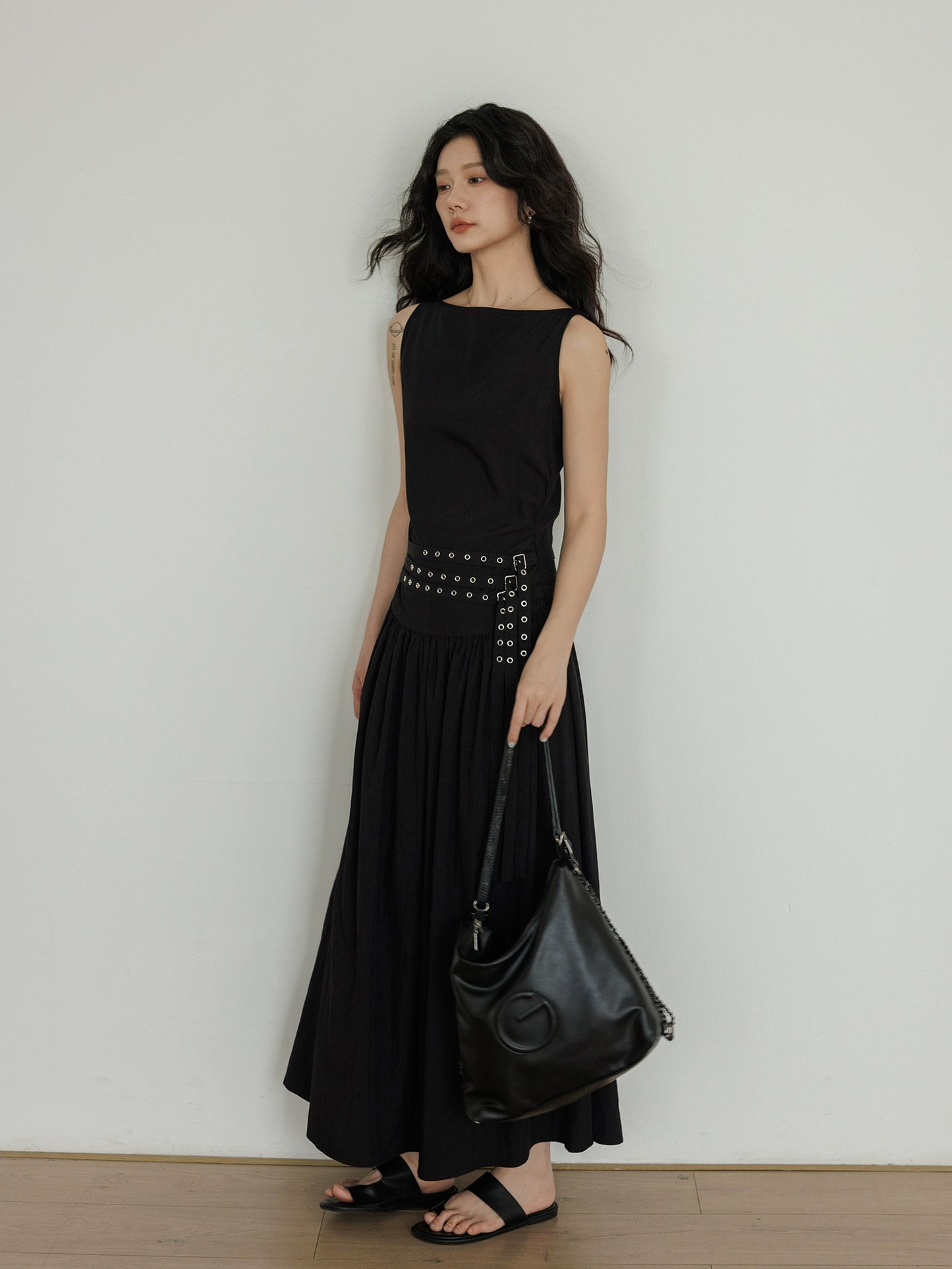 Sleeveless Belt Long Dress VAS0112