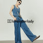 Pearl Denim Vest / Denim Wide Pants LLA0220