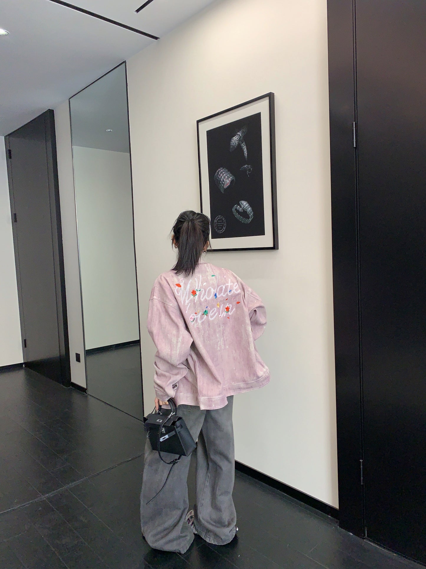 Back Logo Pink Denim Jacket YLS1026