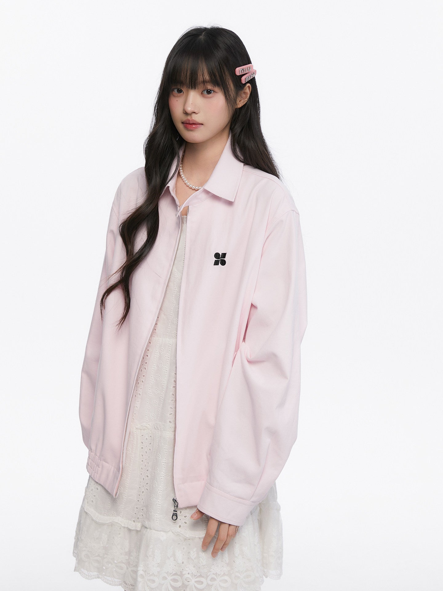 Pink Casual Polo Collar Jacket KIP0001