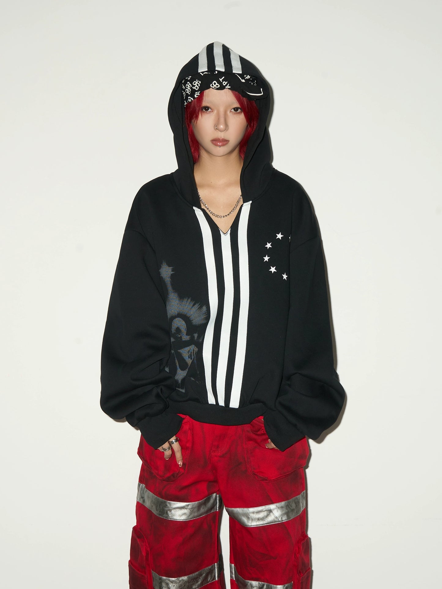 Three Stripes Hood Oversize Top MCY0009