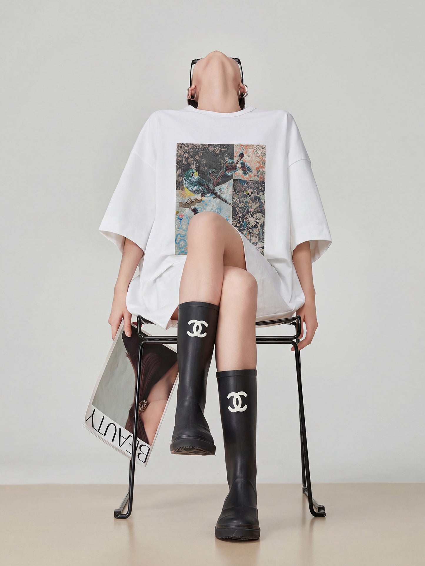 Round-Neck Printed T-Shirt Dress  FER0287