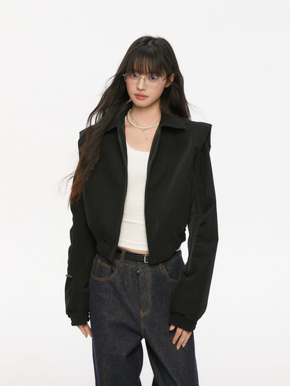 Padded Shoulder Leather Jacket KIP0002