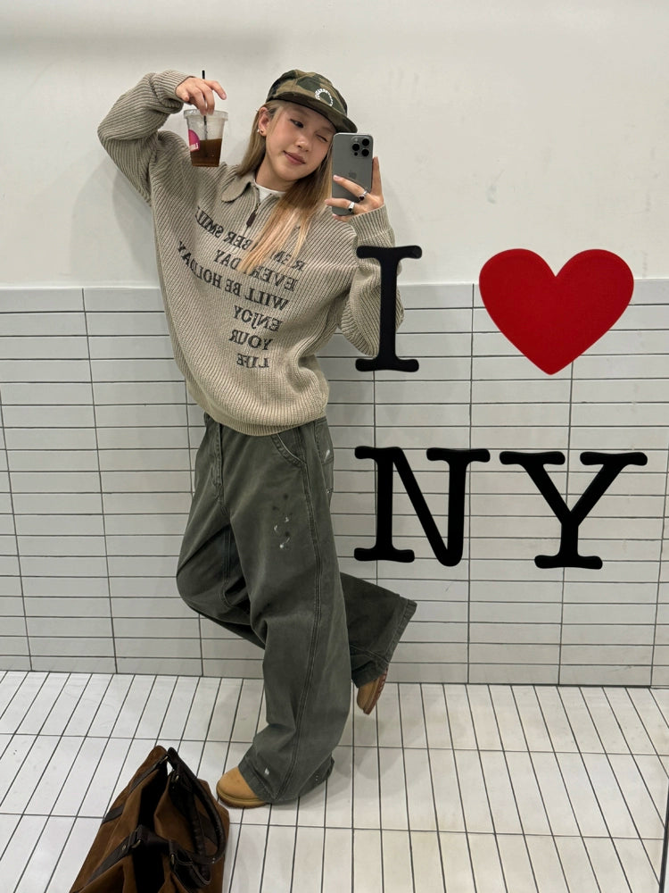 Half-zip Logo Knit Top CYE0017