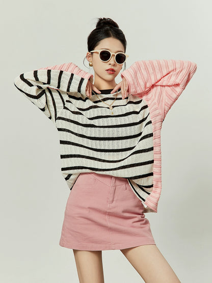 Black Pink Stripe Long Sleeve T-Shirt LLA0001