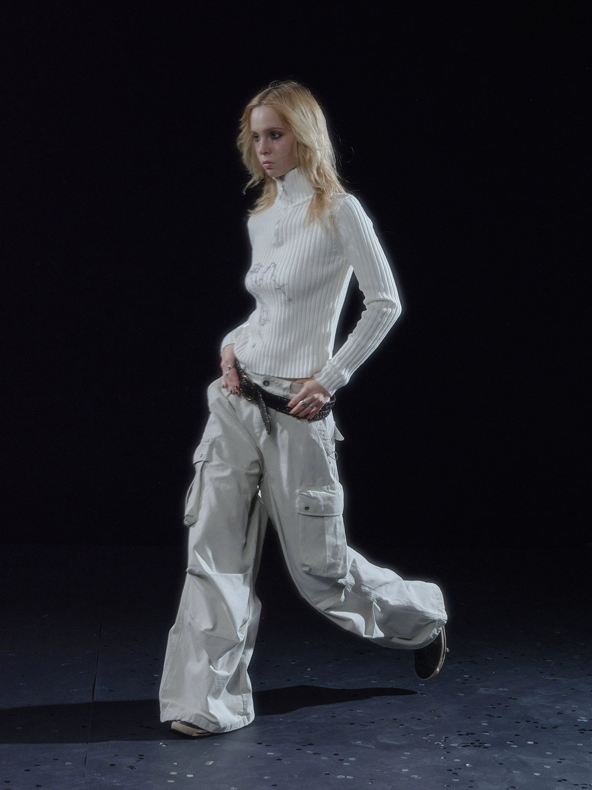 Half-Zip Ribbed Knit Top WAT0005