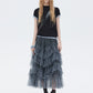 Mesh Cake Long Skirt SHN0036