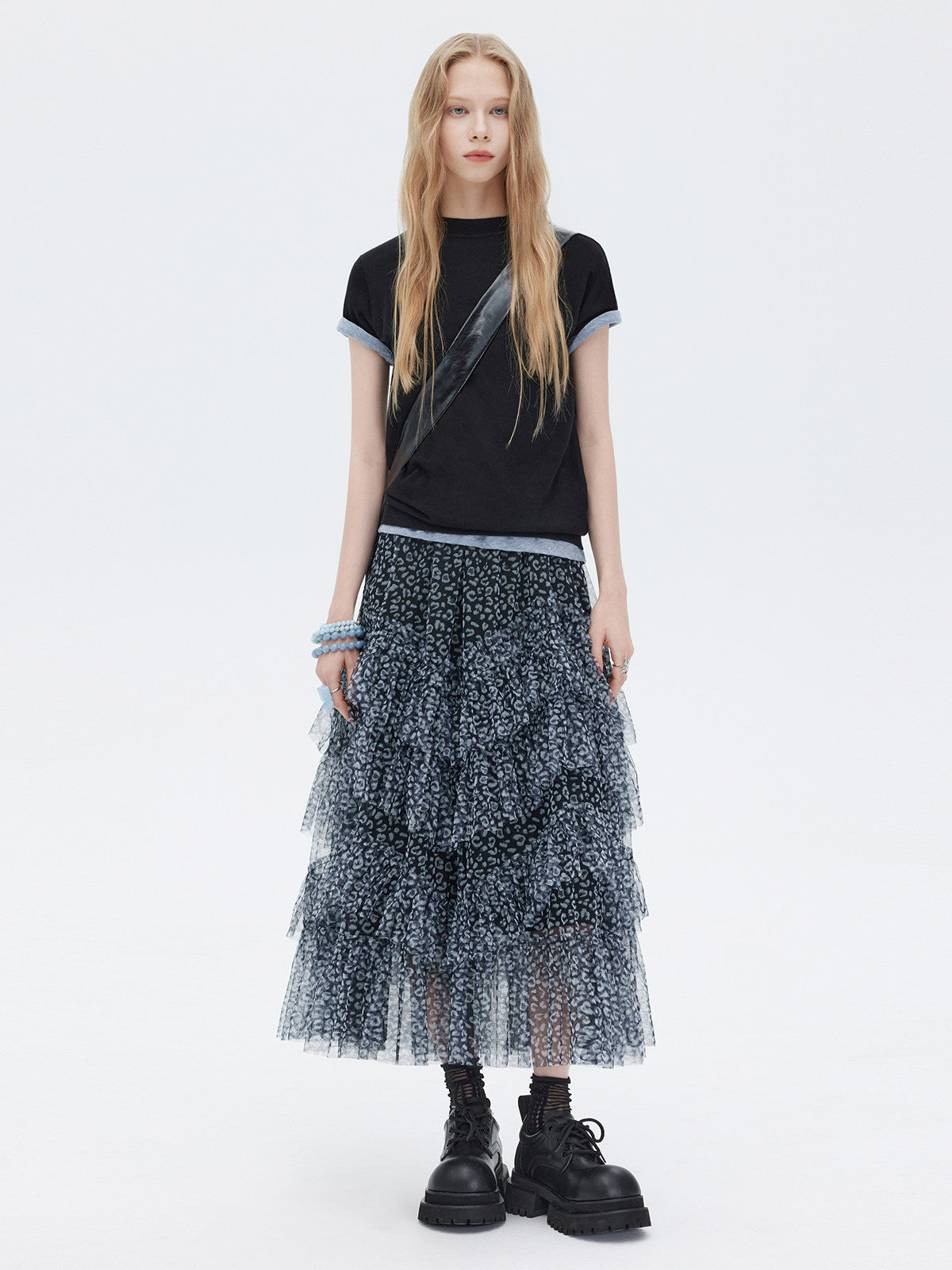 Mesh Cake Long Skirt SHN0036
