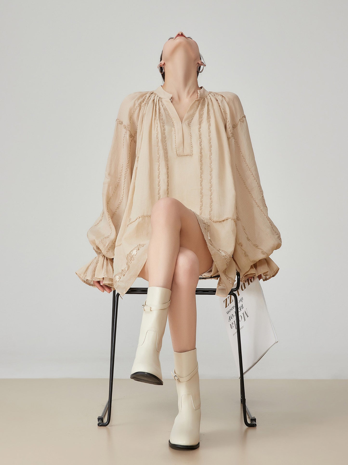 Sleeve Gather Lawn Blouse FER0046