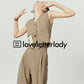 Coffee Hemp Casual Vest / Wide Pants LLA0249