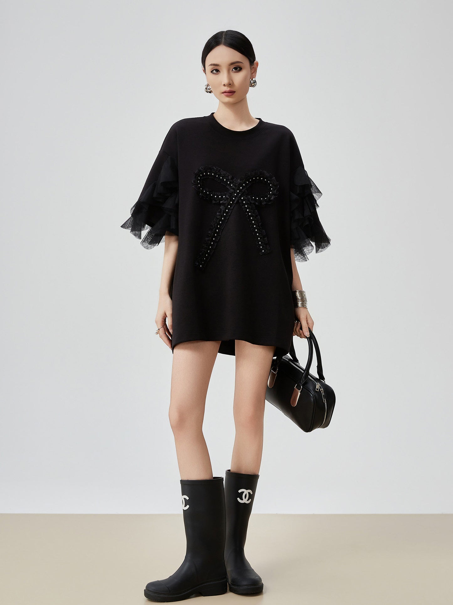 Ribbon & Tulle Frill T-Shirt FER0189