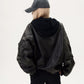 Leather Padded Bomber Jacket MAD0007