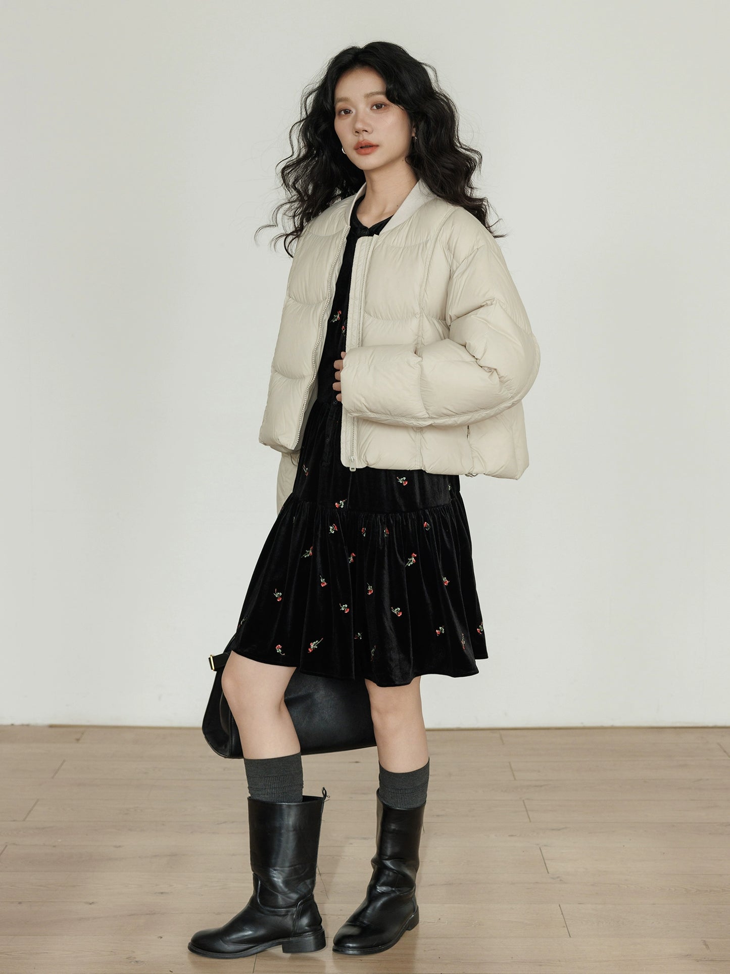 Crew Neck Short Puff Jacket VAS0176