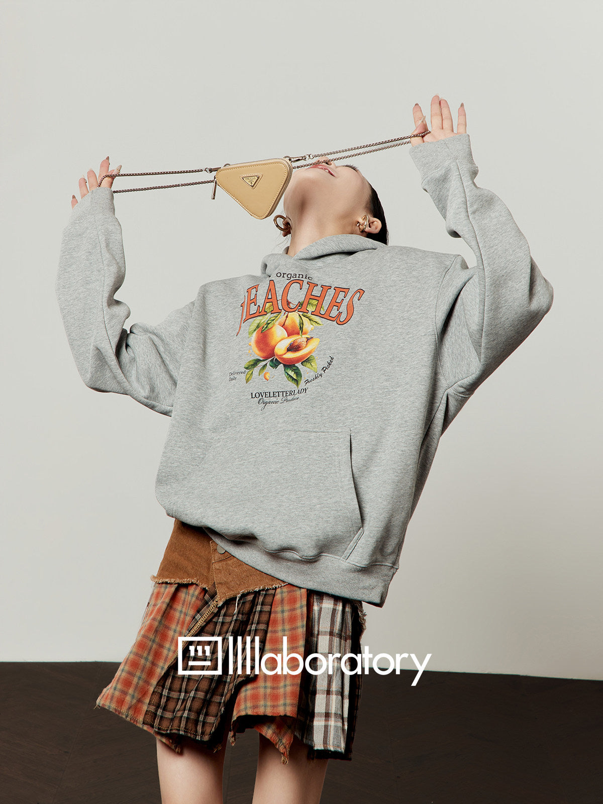 Fruit Print Sweat Hoodie / Docking Mini Skirt LLA0644