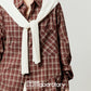 Retro Casual Check Shirt / White Denim Skirt LLA0512