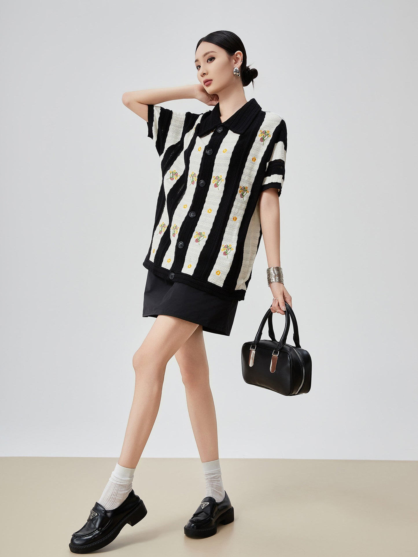 Retro Short-Sleeve Knit Shirt FER0145