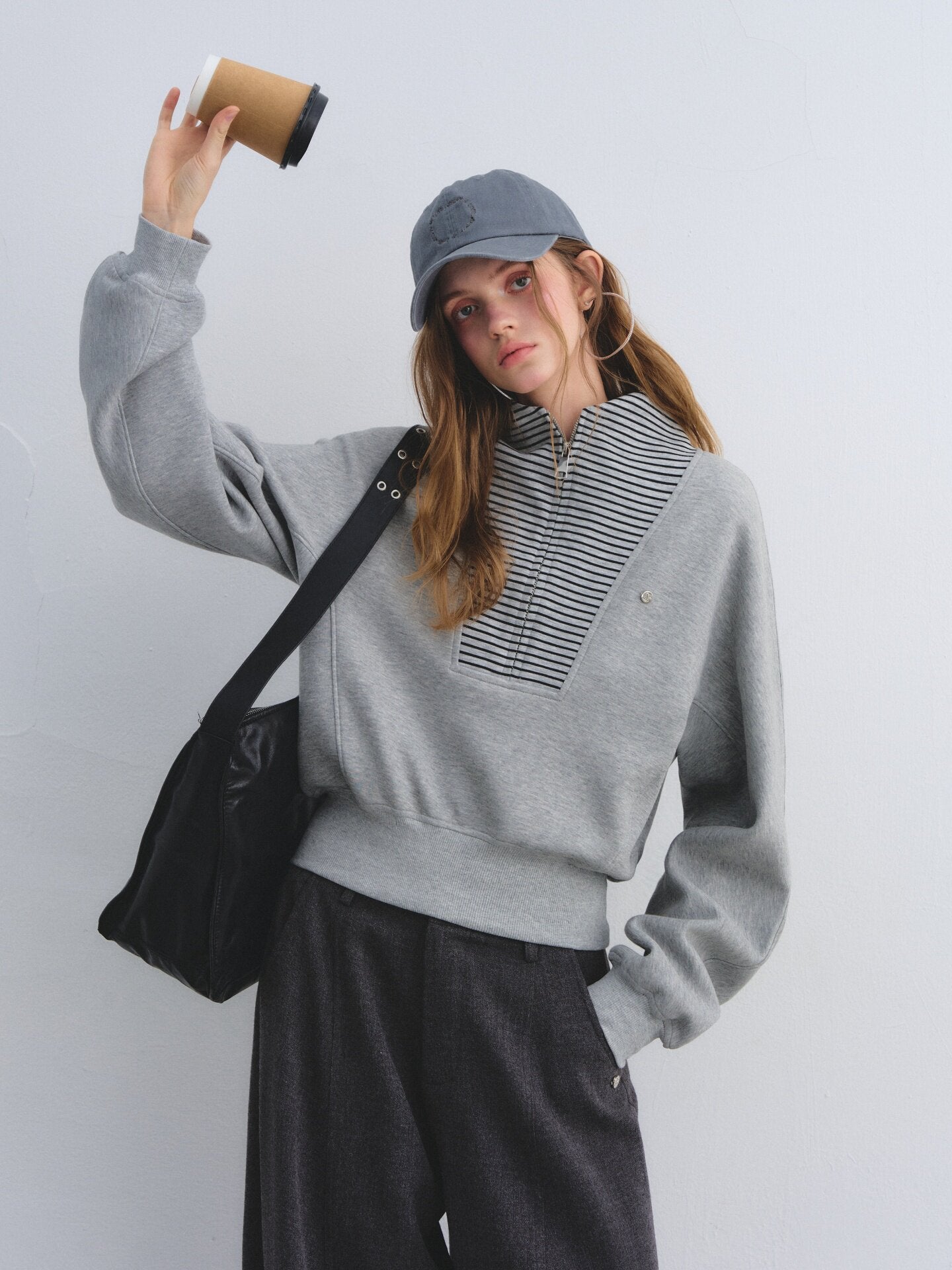 Striped Half-Zip Pullover Hoodie ASG0081