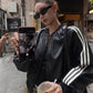 Striped Biker Leather Jacket  WWP0011