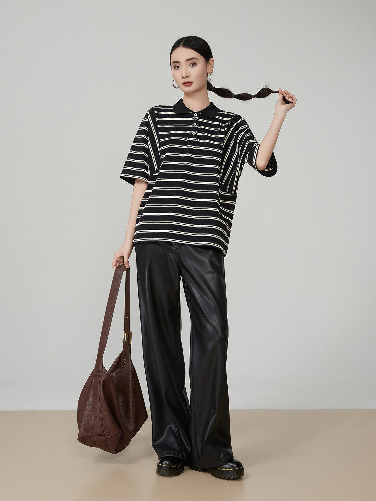 Striped Oversized Polo Shirt FER0244