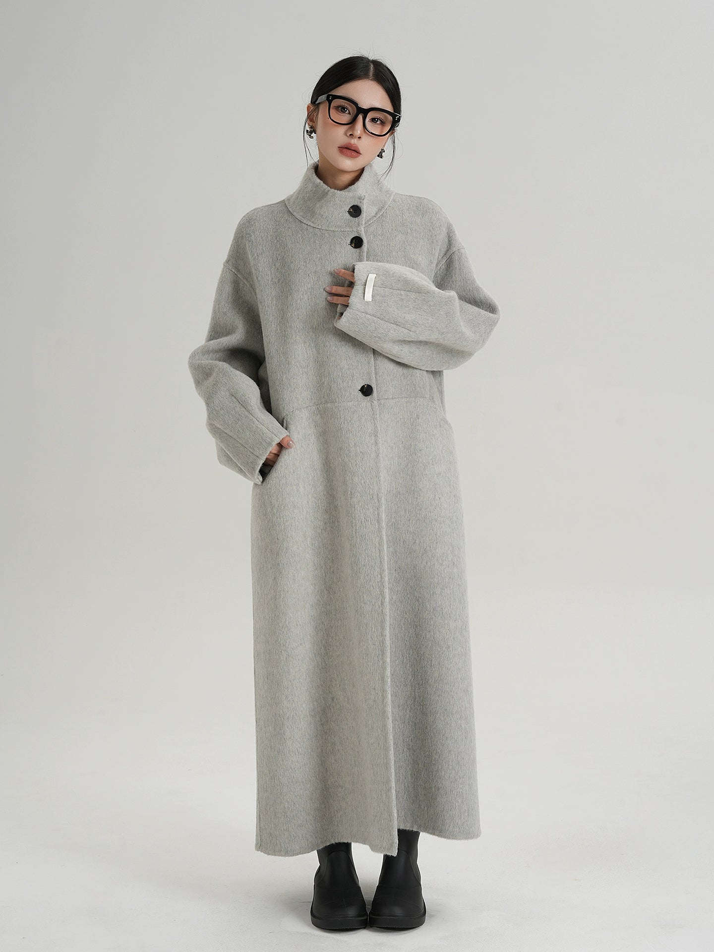 Mock Neck Long Coat SRS0413
