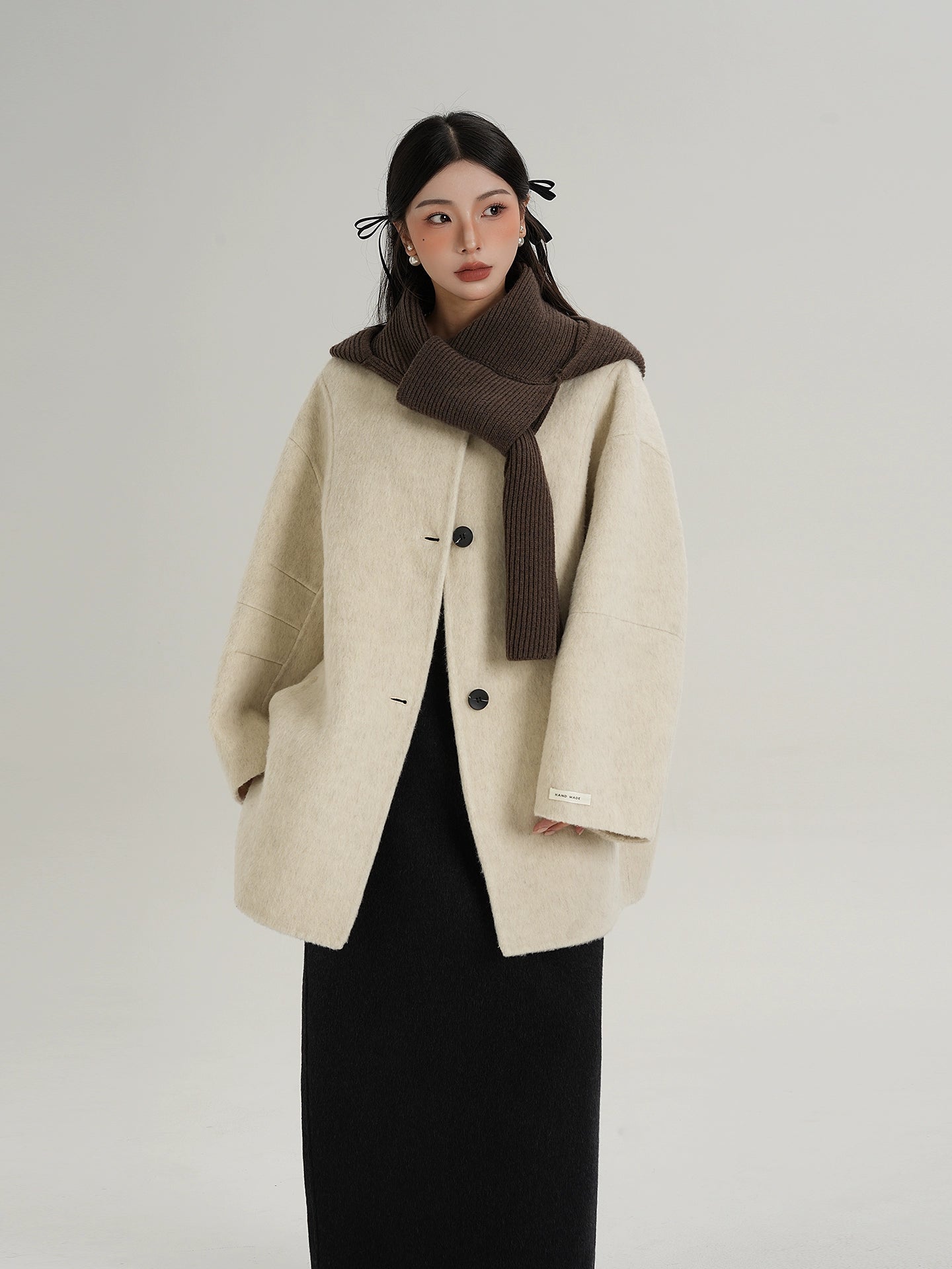 Scarf Design Wool Coat SRS0375