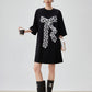 Dot Ribbon Docking Mini Dress FER0234