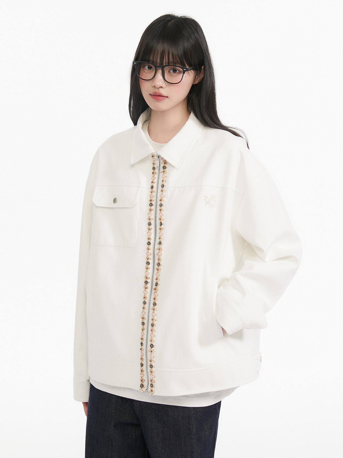 Ribbon Spliced Collar Jacket KIP0003