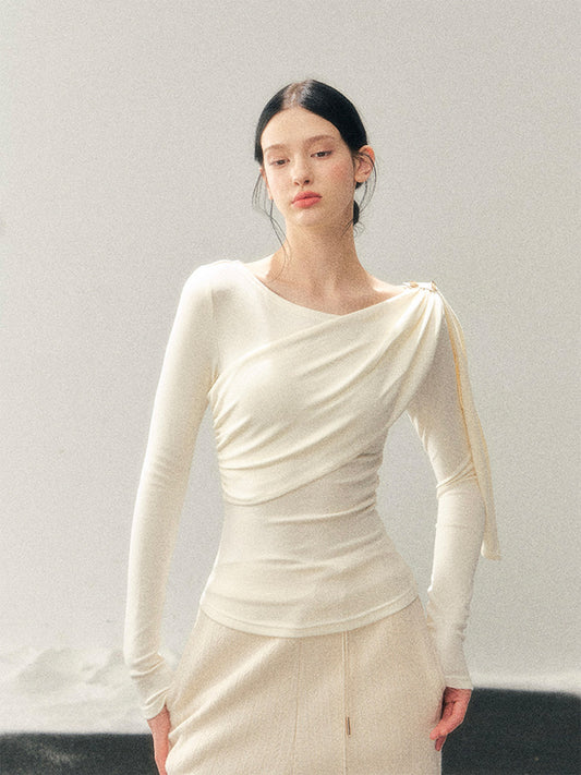 Asymmetric Drape Long Sleeve Top LAS0051