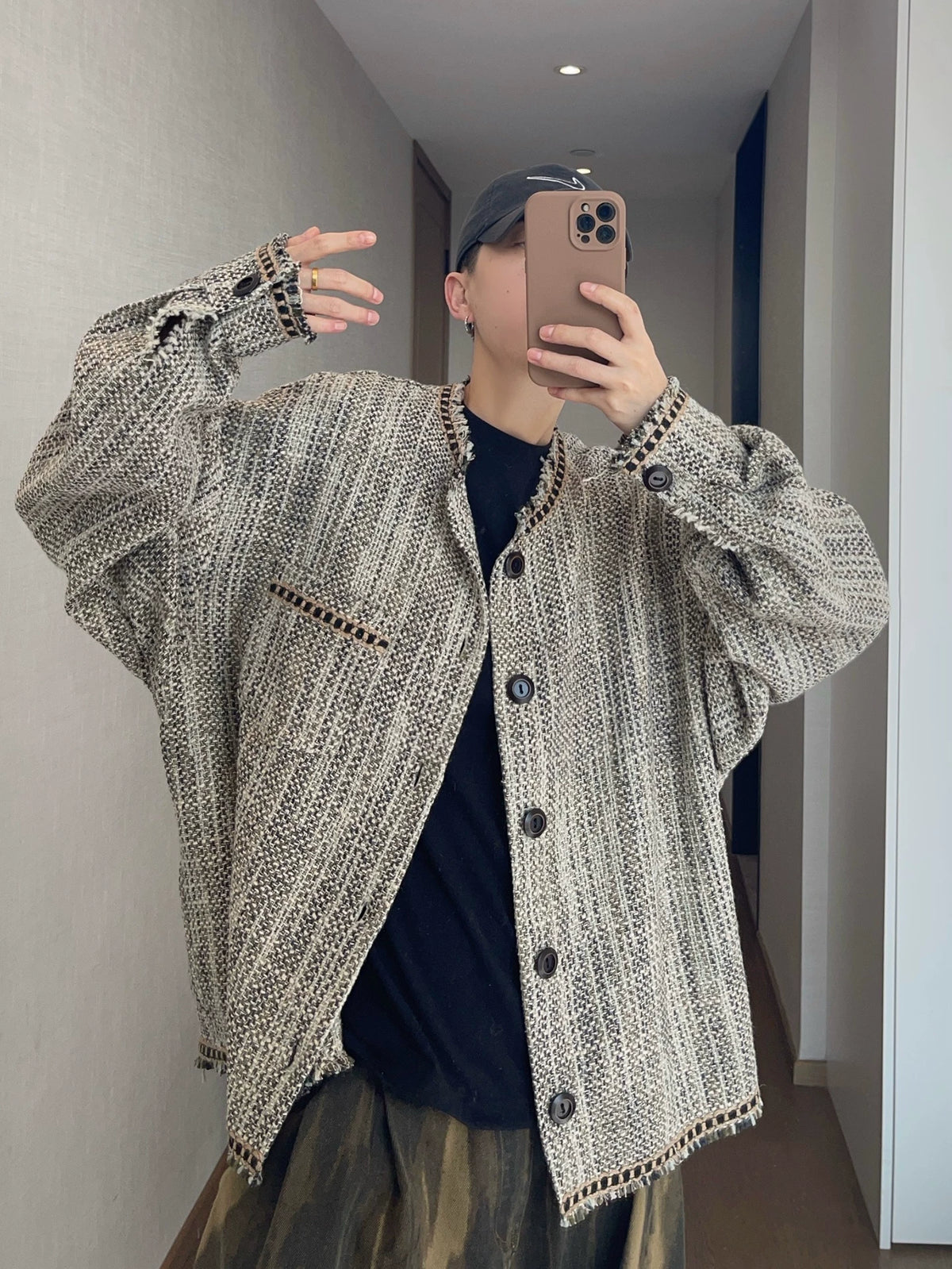 Round-Neck Tweed Jacket DAZ0005