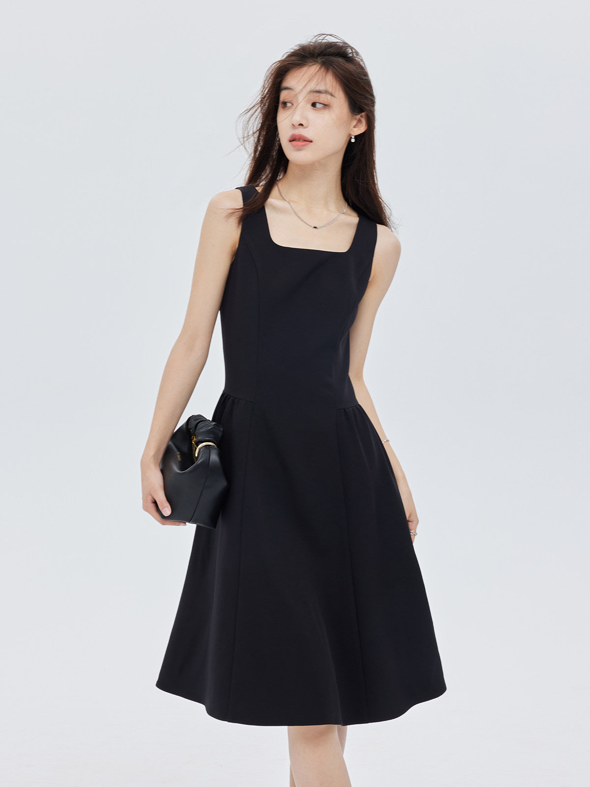 Square-Neck Wide Strap Dress SHN0009