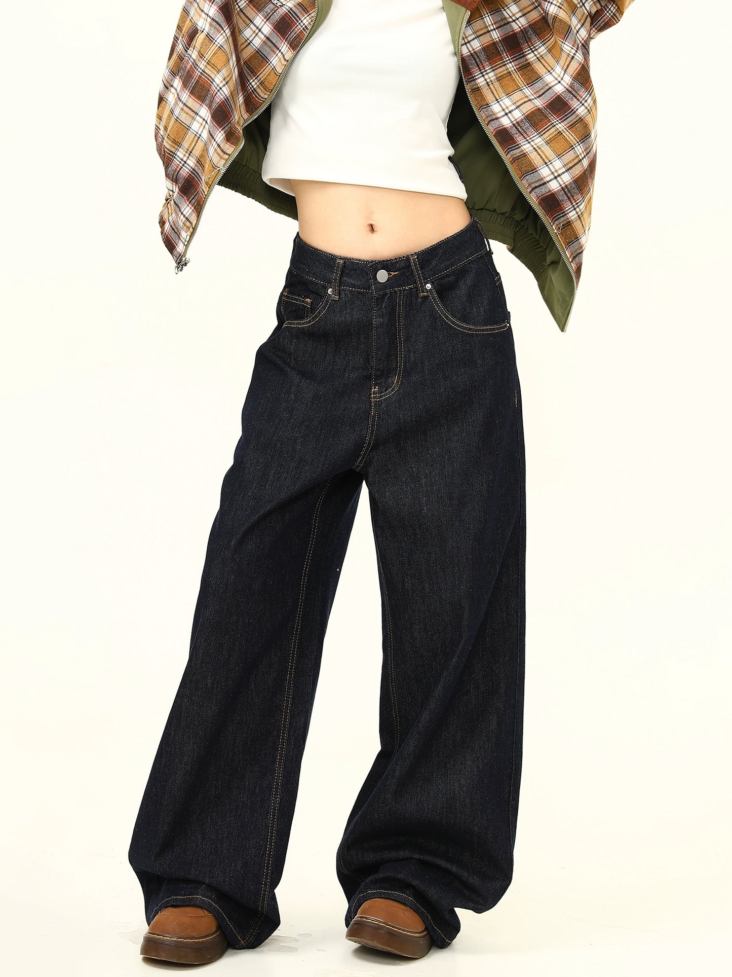 Loose Wide Curve Denim Pants WDZ0032