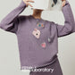 Embroidered Sequin Knit Top / Purple Mini Skirt LLA0620
