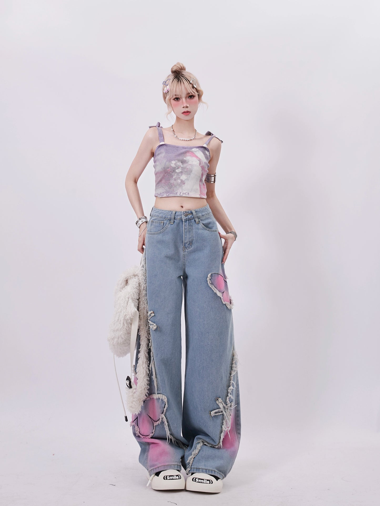 Korean Street Butterfly Denim Pants RHP0014