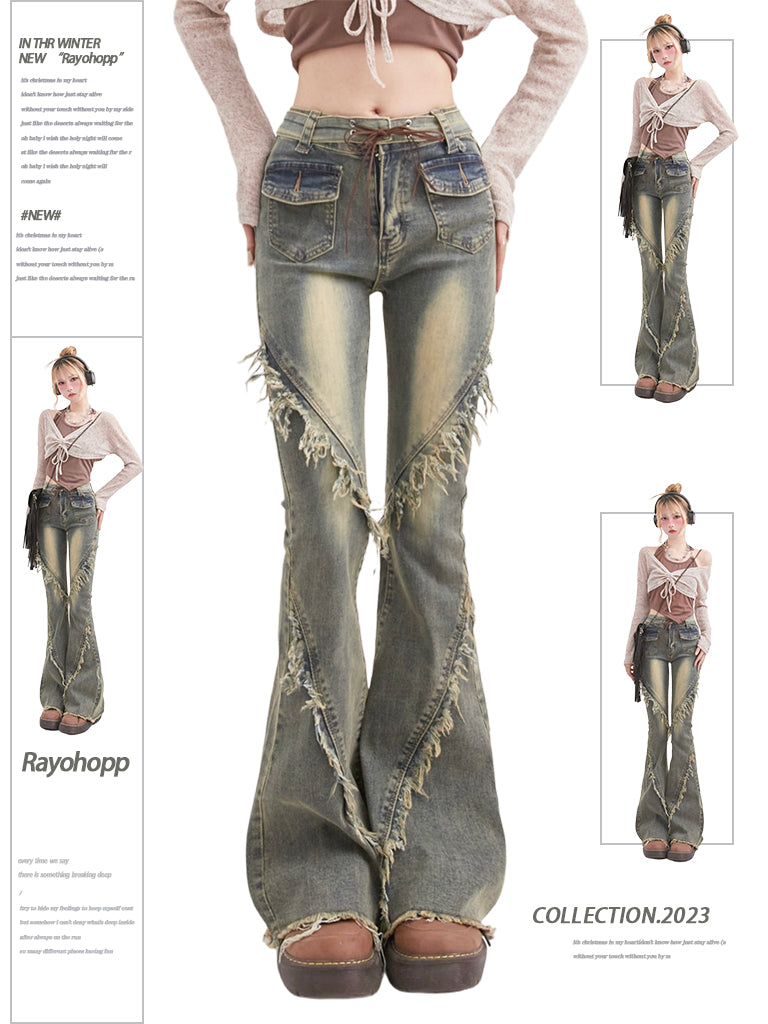 Fringe Flared Denim Pants RHP0008