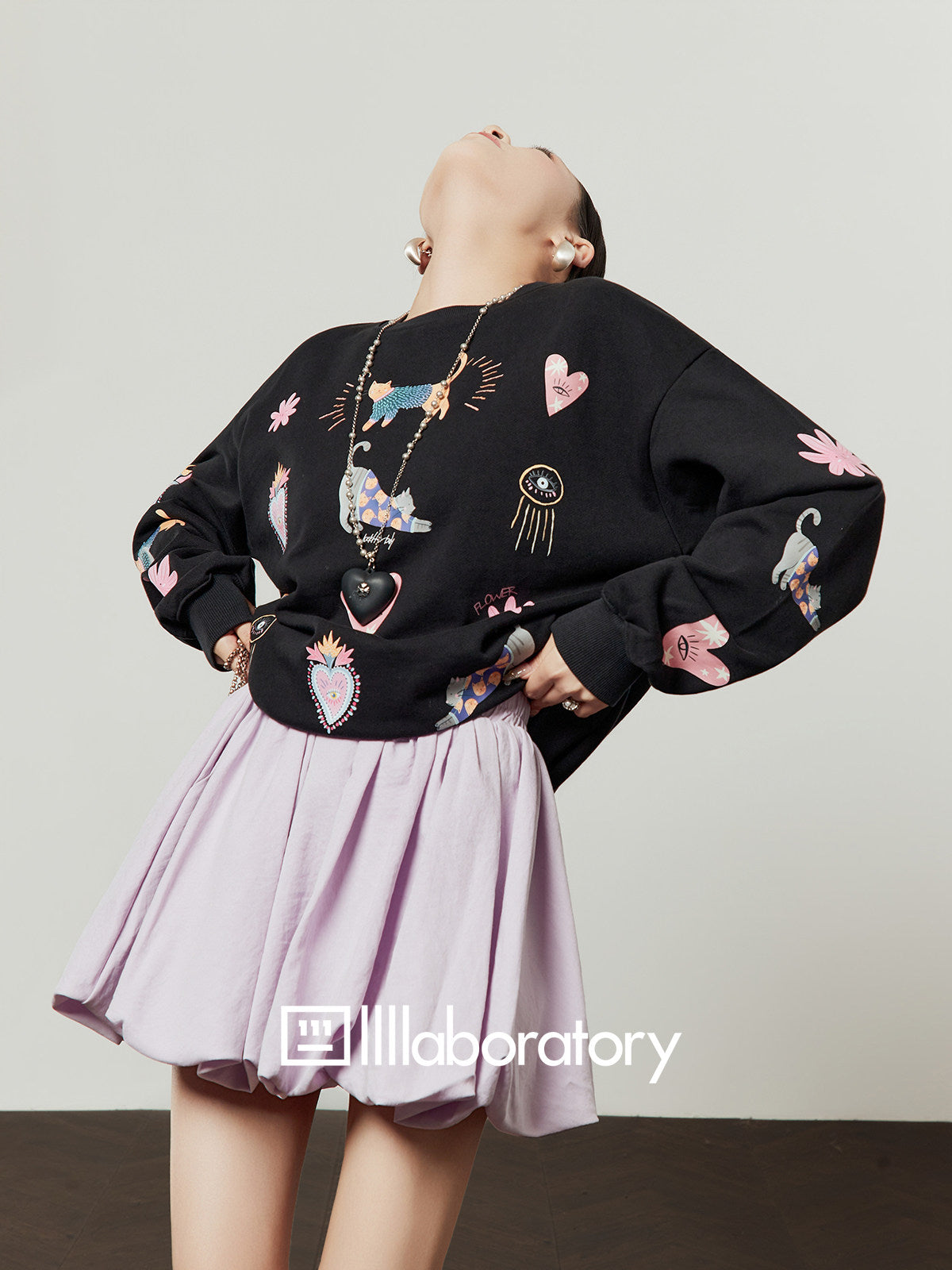 Unique Design Sweatshirt / Balloon Mini Skirt LLA0643