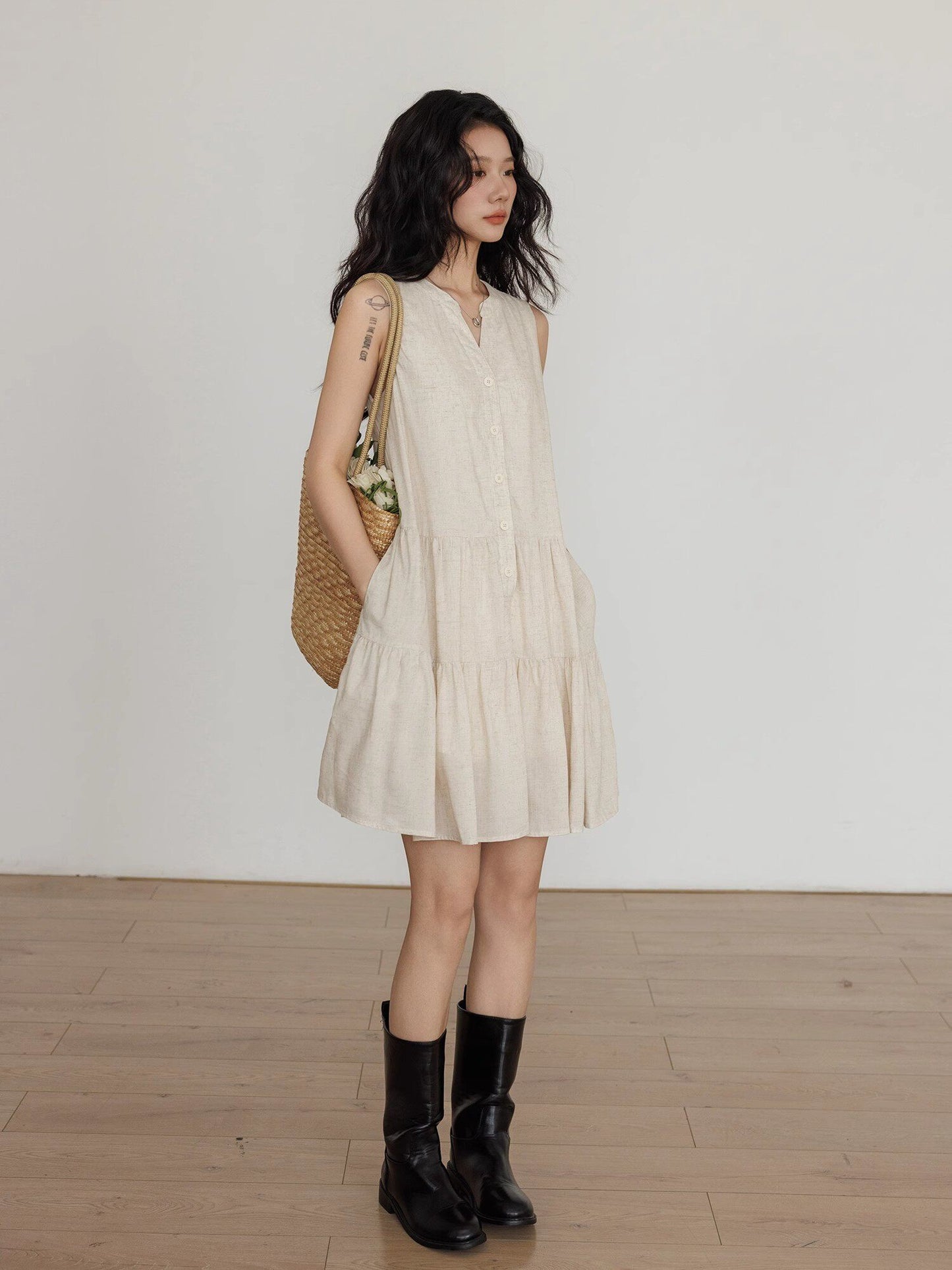Sleeveless Tiered Mini Dress VAS0202