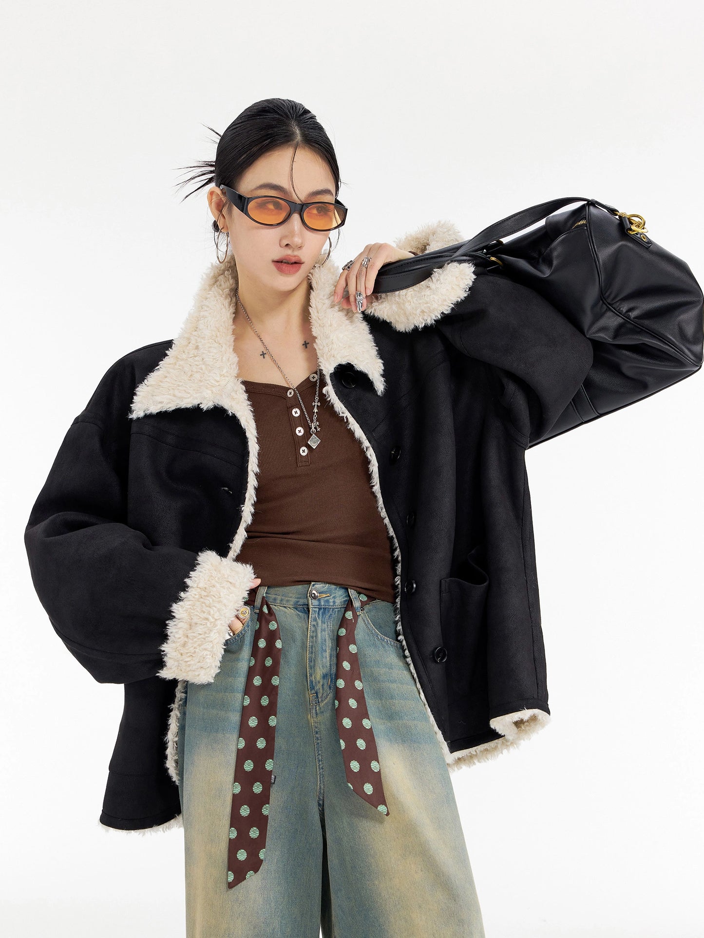 Stand Collar Mouton Coat ICM0106