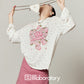 Casual Printed Long-Sleeve T-Shirt / A-line Mini Skirt LLA0664
