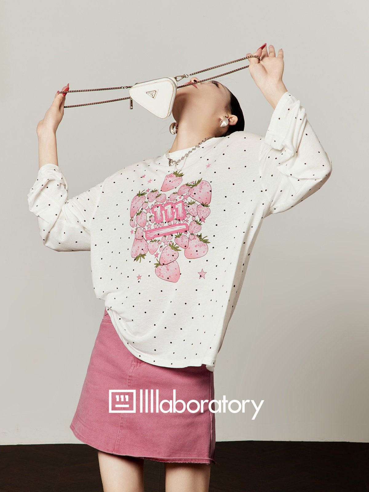 Casual Printed Long-Sleeve T-Shirt / A-line Mini Skirt LLA0664