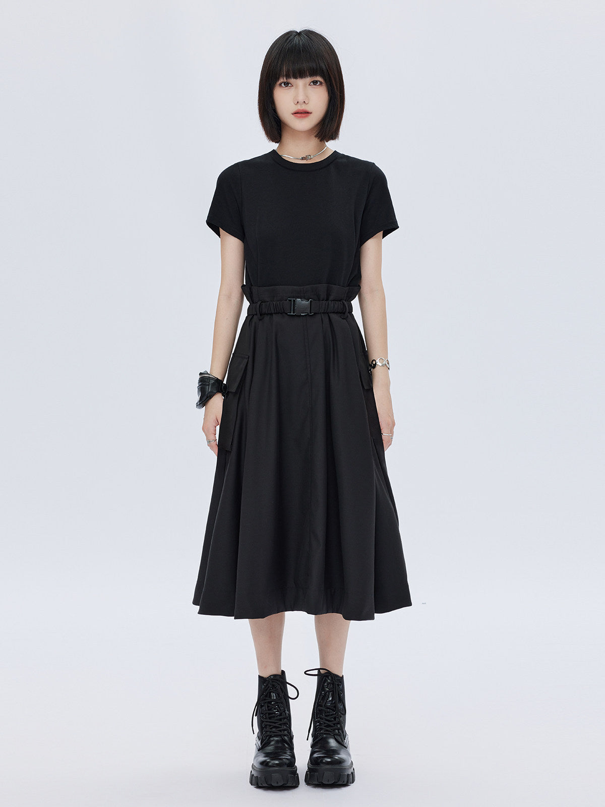 Patch Pocket Waist T-Shirt Dress SHN0013