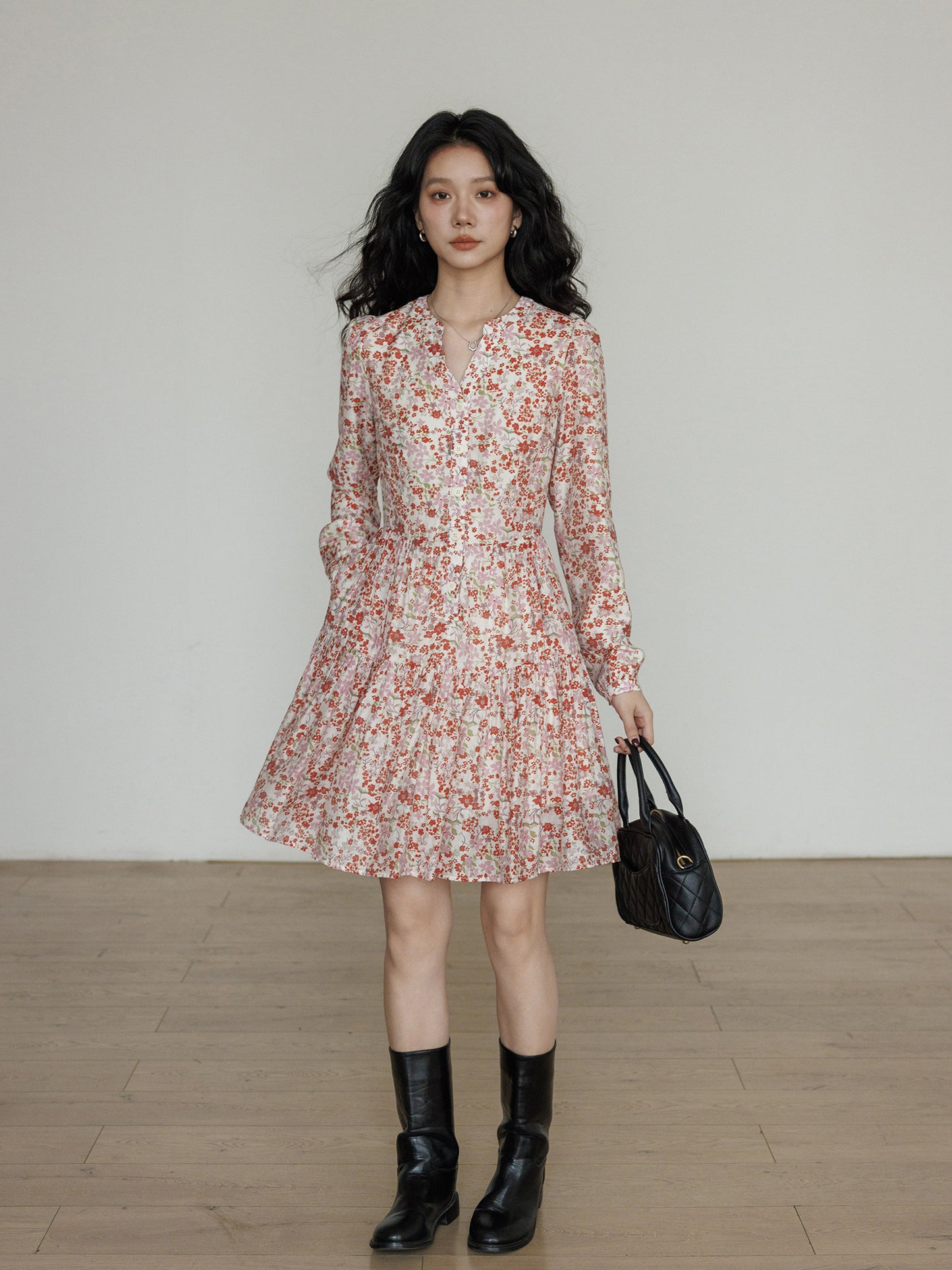 V-Neck Floral Dress VAS0193