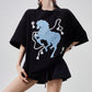 Blue Horse Graphic T-Shirt Dress FER0215