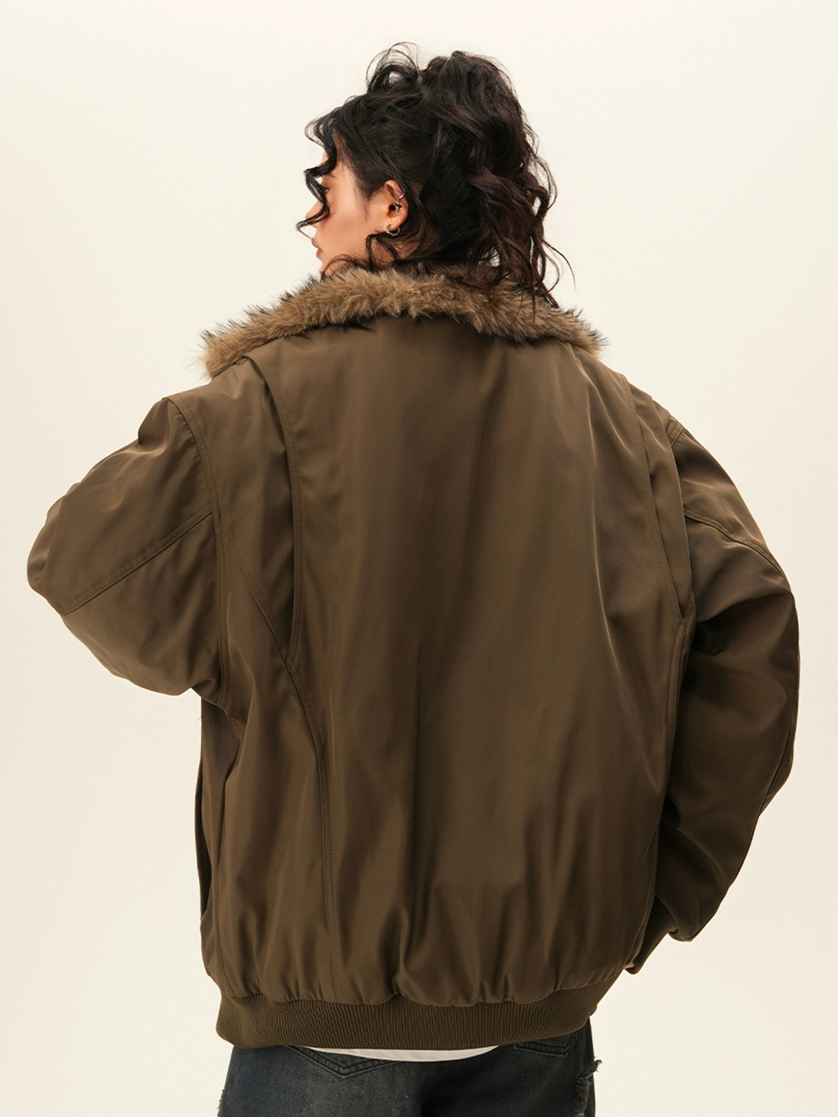 Stand Collar Inner Fur Jacket BWA0011