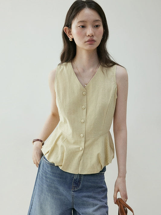 V-Neck Flare Stripe Vest VOE0004
