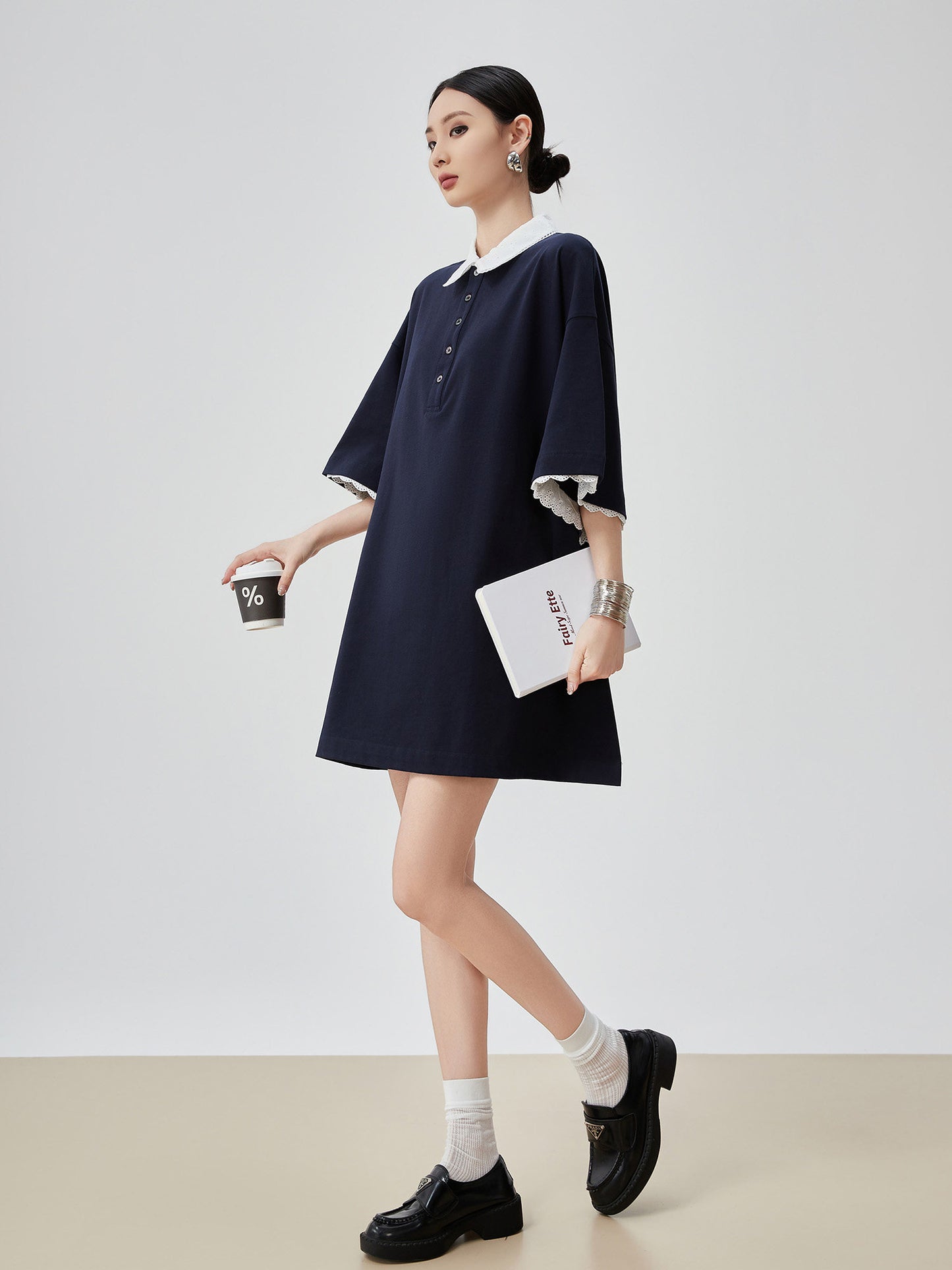 Two-Tone Polo Shirt Dress FER0226